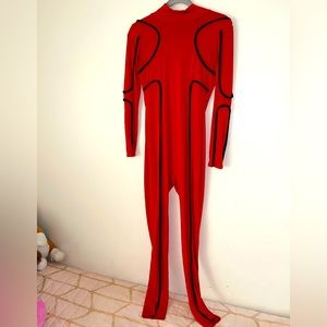 Red jumpsuit with black stripes only worn once